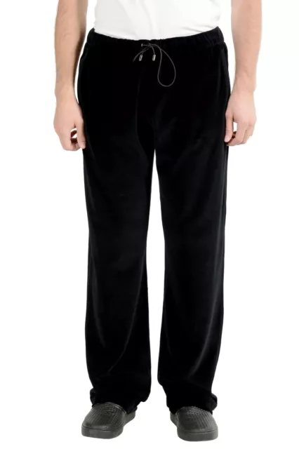 Versace Men's Black Velour Track Sweat Pants US 2XL IT 56