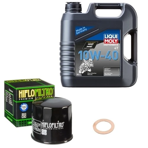 Motorradöl Mit API SJ SL Freigabe Motul 10W-40 Öl + K&N Ölfilter Set Für Suzuki GSF 600 Bandit/S (95-04) | Motorrad-Ölwechselset Inkl. Dichtring Teilsynthetisches Motorradöl