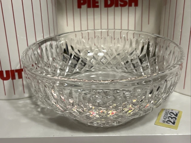 VTG 8” Dia Clear Ornate Crystal Cut Glass 3.25” Deep Trifle/Dessert Serving Bowl
