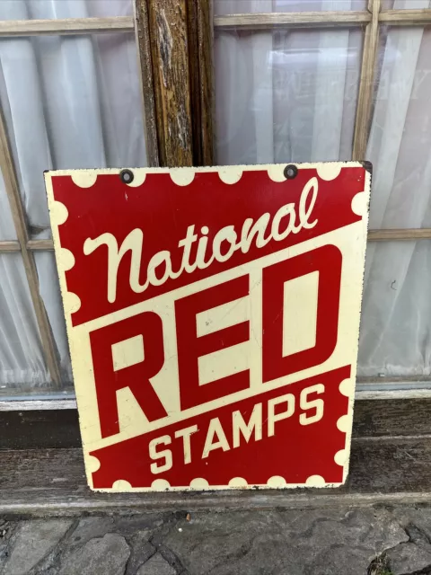 1940s National Red Stamps Sign Advertising Sign Metal Sign