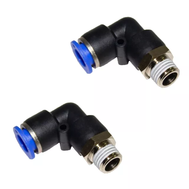 2pc 3/8" OD Tube X 1/4" NPT Pneumatic Male Elbow, Push To Connect Air Fitting