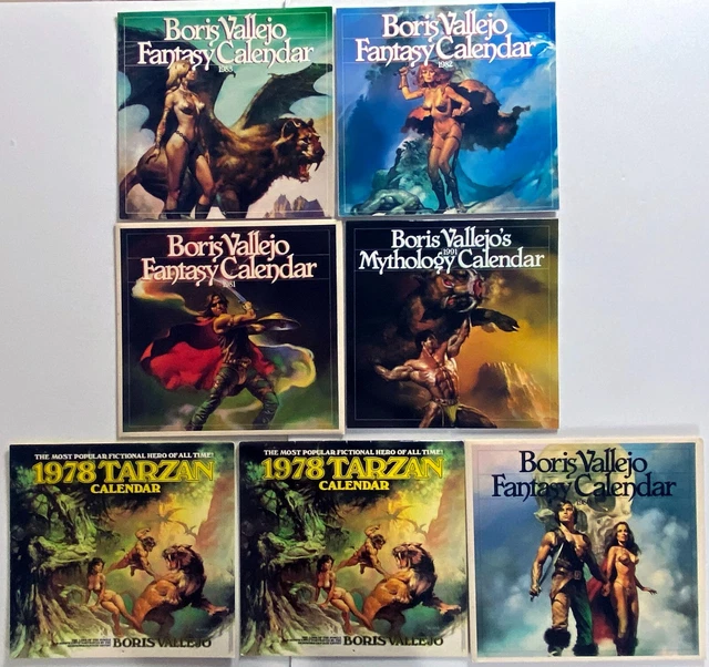 BORIS VALLEJO Calendar 7pc Lot 1978 + Fantasy 1980 1981 1982 1983 1991