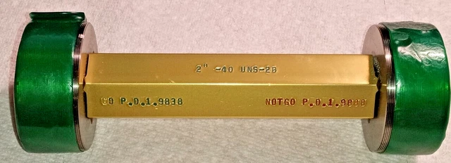 2" -40 UNS-2B Thread Gage GO/NOT GO Southern Gage Co. USED - GOOD CONDITION