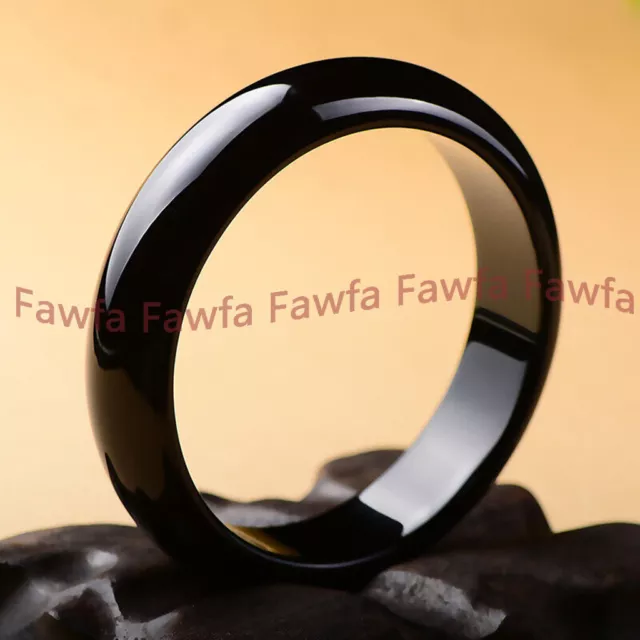 Natural Chinese Black Agate Onyx Jade Gemstone 56-62mm Jewelry Bangle Bracelet
