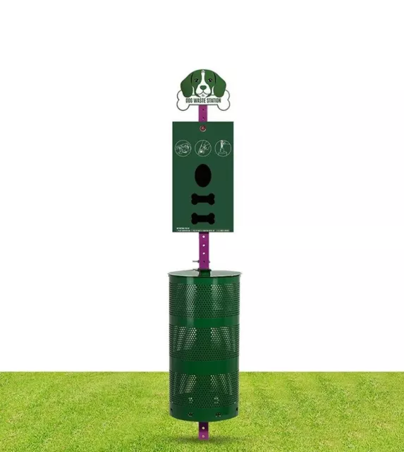 flybold Dog Waste Station Outdoor - Pet Waste Station with Poop Bag Dispenser -