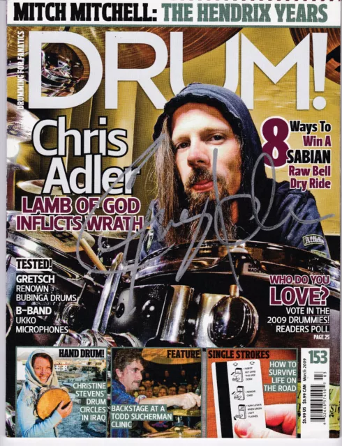 Lamb Of God Chris Adler Signed Drum! Magazine March 2009 Megadeth