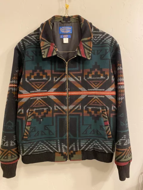 Vintage Pendleton High Grade Western Wool Navajo Jacket AZTEC Bomber Large 90s