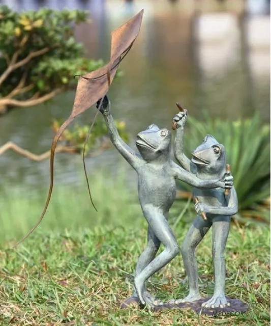 Frog Kite Flyers Garden Sculpture Frog Buddies Flying Kites Statue ~ SPI Home