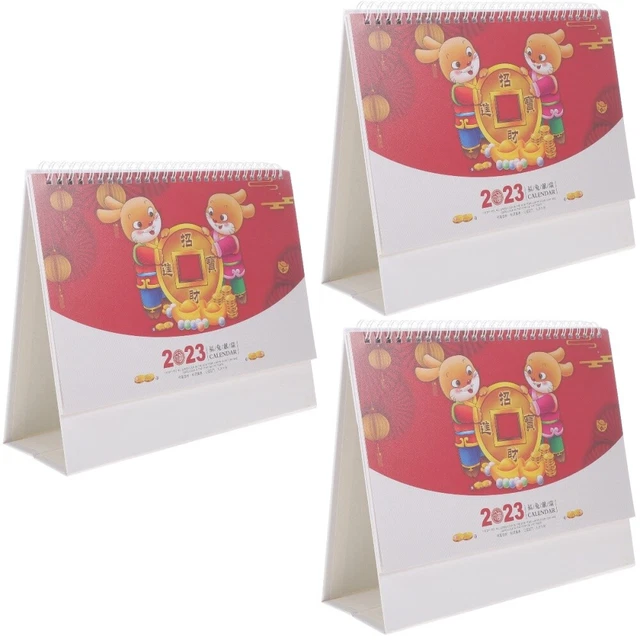 3 Pack Calendario Tavolo Permanente 2023 Cinese Stile Arredamento