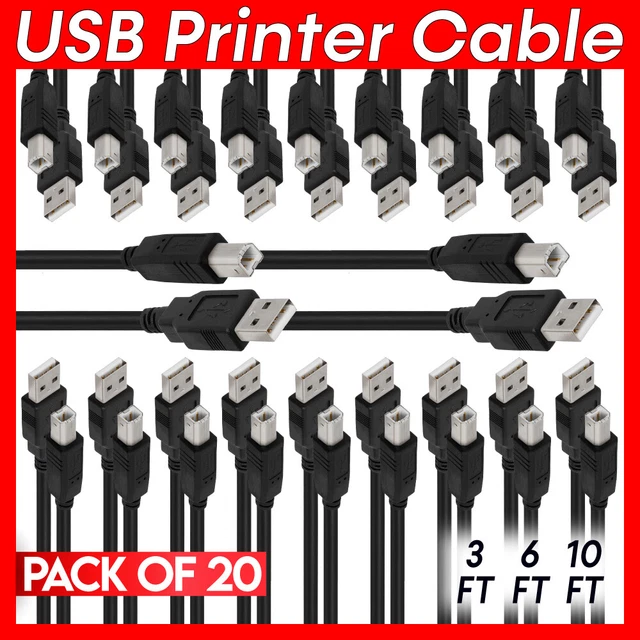 20x USB 2.0 Printer Cable A to B USB Cord for Scanner External Hard Drive Camera