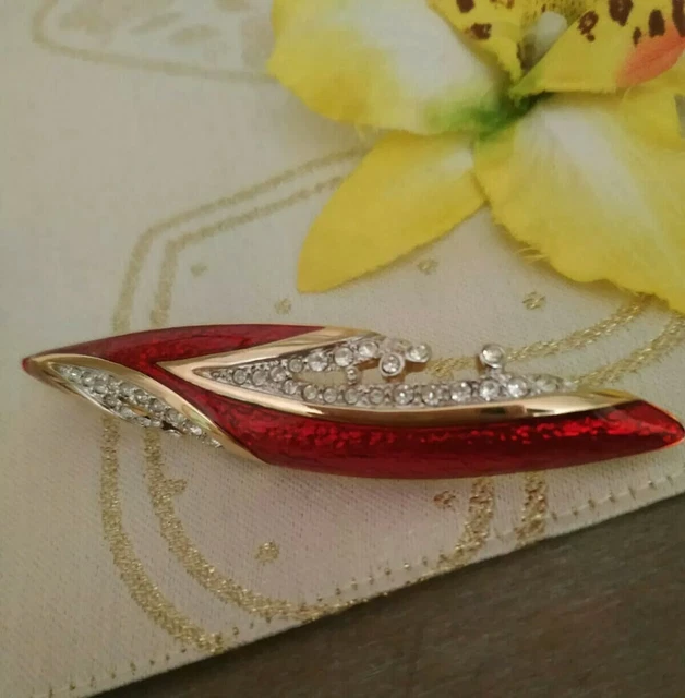 Broche Vintage à Strass - Spilla Italienne - Occasion, Parfaite Pour Customiser Vêtements Et Accessoires