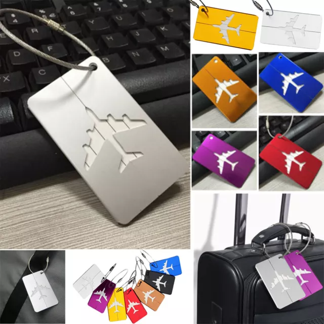 Travel Aluminium Plane Luggage Tags Suitcase Label Name Address ID Baggage Tag✔