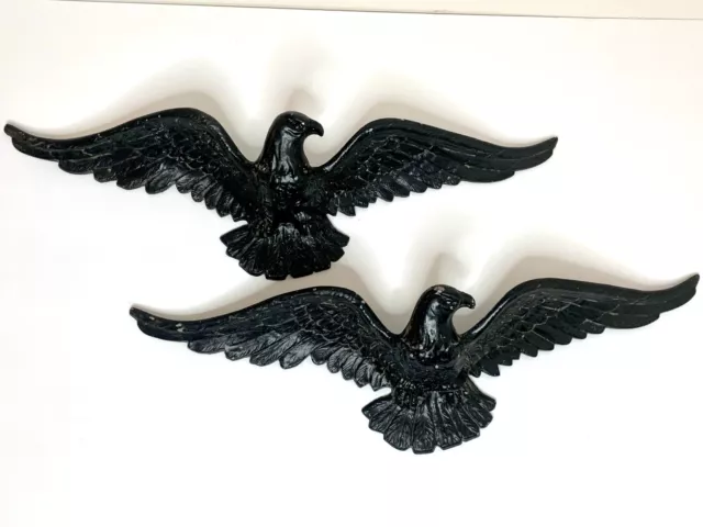 Cast Iron Bald Eagle Metal Wall Art 20" Wing Span Inside Outside Chimney Hanging