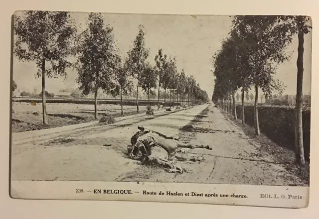 Rare Carte Postale En Belgique - Route de Haelen et Diest après une charge