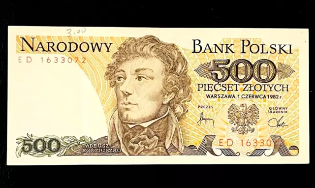 1982 Poland Banknote 500 Zlotys Polish Europe Foreign World Paper Currency Note