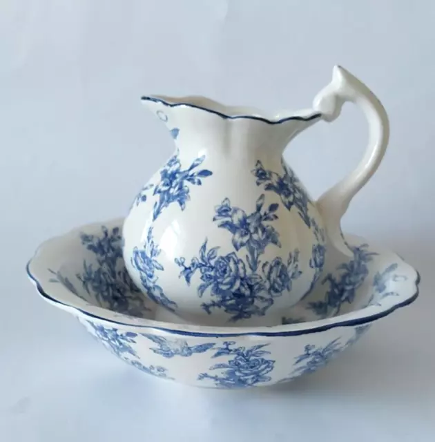 Vintage Blue & White ~Wash Bowl & Pitcher Jug