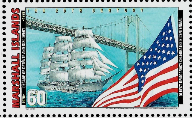 Zweihundertjahrfeier Amerikas USA Flagge Marke Marshallinseln Postfrisch
