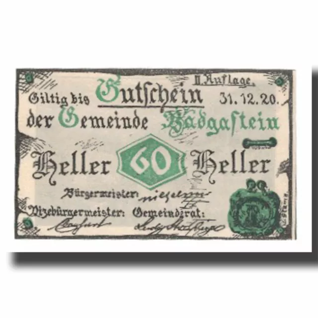 [#665695] Banknote, Austria, Bad Gastein Sbg. Gemeinde, 60 Heller, paysage 2, 19