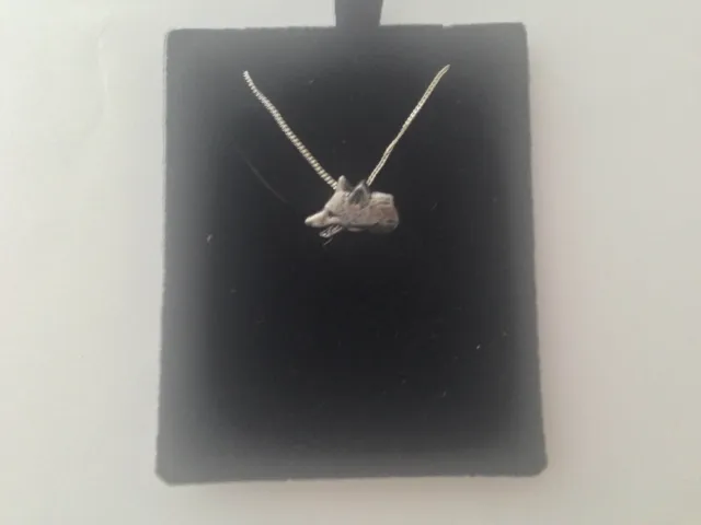A11 Small Fox Head on a 925 sterling silver Necklace Handmade 20 inch chain