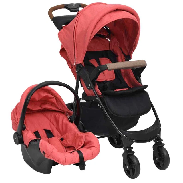 Poussette pour bébé 3-en-1 Rouge Acier
