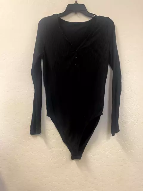 Felina Women's Black Long Sleeve Bodysuit size L