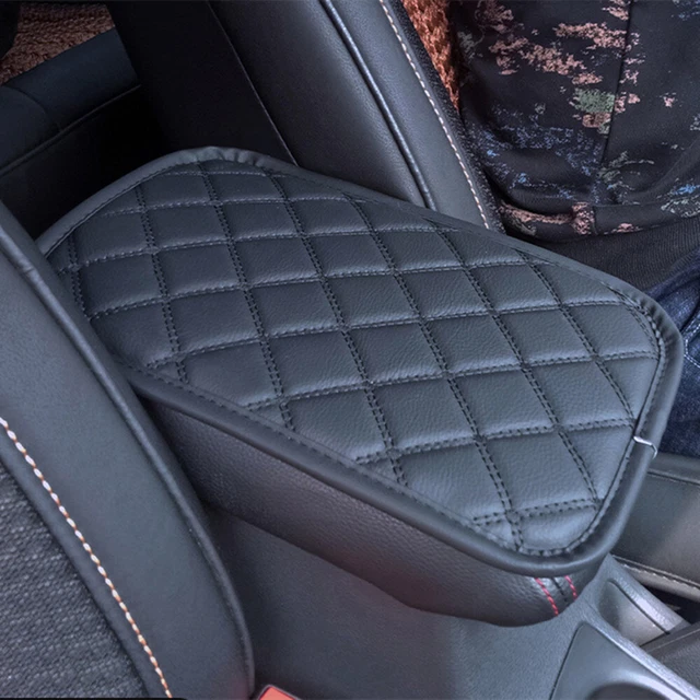 Car Black Leather Armrest Cover Pad Center Console Box Cushion Mat Accessories