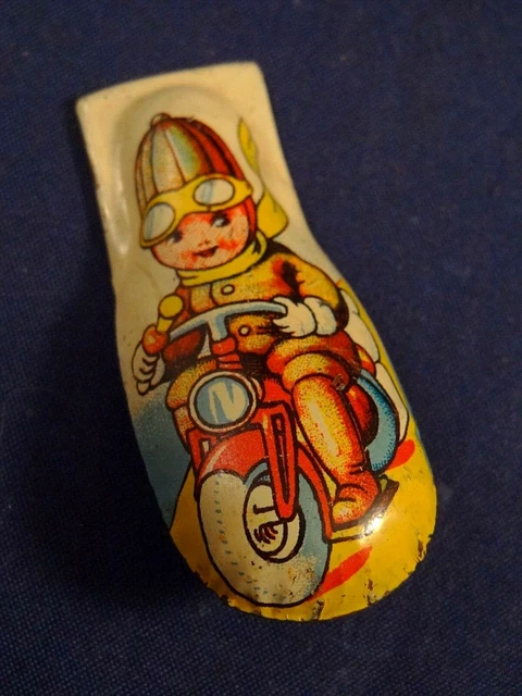 Ancien rare clic clac cri-cri jouet tôle enfant scooter moto 1940-50 US ZONE