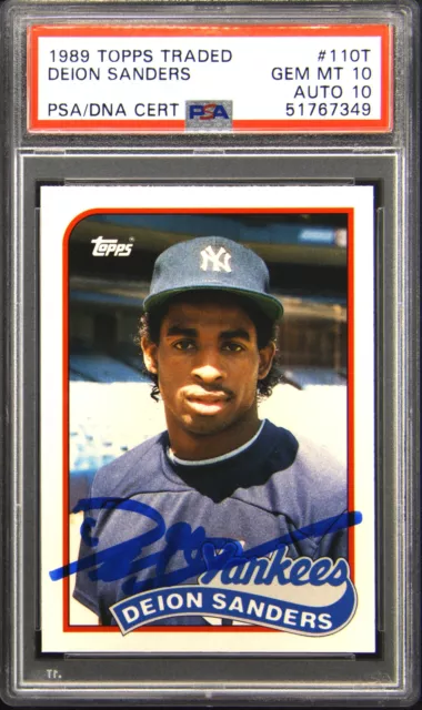 1989 Topps Traded #110T Deion Sanders Autograph Rookie RC PSA DNA 10 Gem Mint