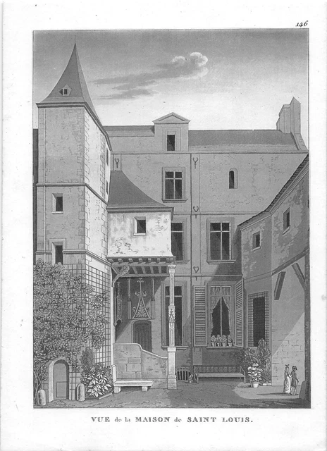 Engraving View of Paris - View of the House of Saint LOUIS - circa 1840