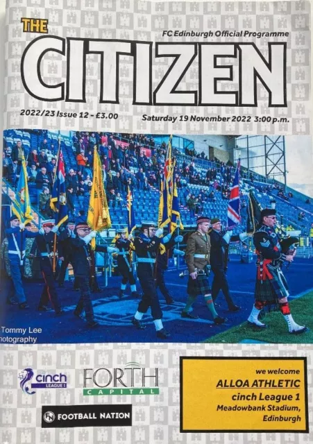 FC Edinburgh/Edinburgh City v Alloa Athletic 22/23 Official Programme