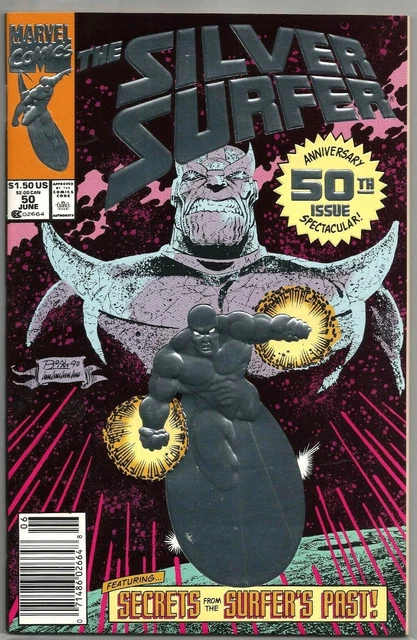 Silver Surfer #50 June 1991 Newsstand Edition Thanos Thor Marvel Comic Book 1