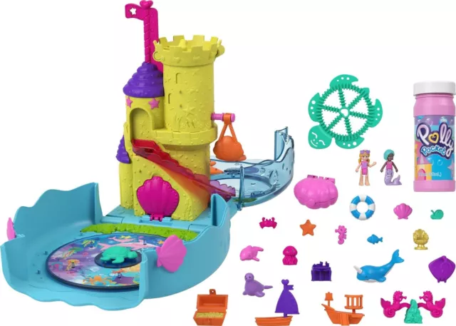 Polly Pocket Bubble Aquarium with Underwater Theme, 2 Bubble-Making Features