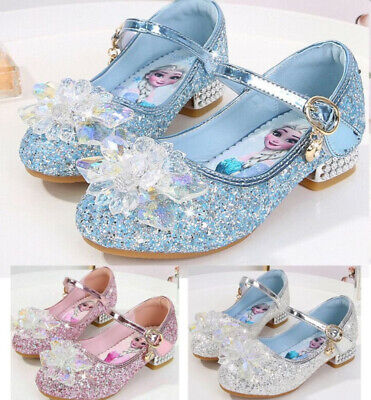 Kids Frozen2 Elsa Princess Fancy Dress Sandals Girls Party Sequin Glitter Shoes