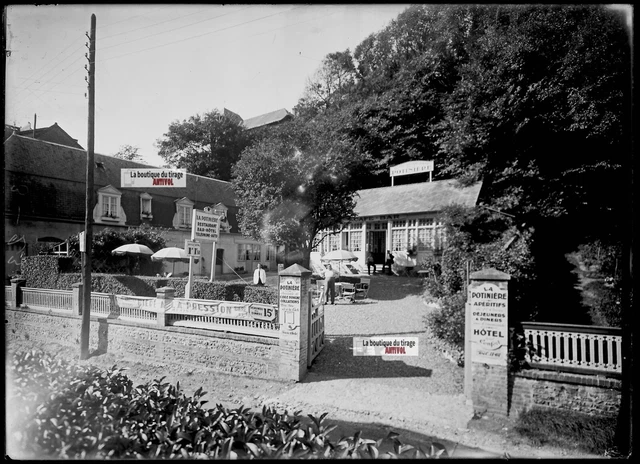 Plaque verre photo positif noir et blanc 13x18 cm Vichy, pont Allier eau