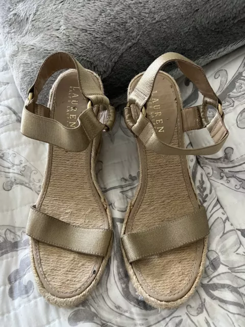 Ralph Lauren Indigo Espadrilles Sandals Beige Sand Color Sandals Size 7