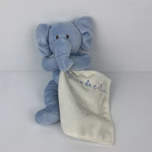 Elephant Plush Holding Comforter Babies Security Blanket Soft Toy Blue Maxita