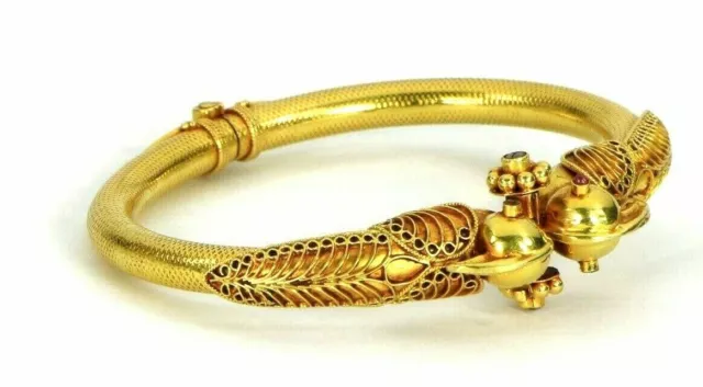 Brazalete de oro de 18 quilates con diseño de loro estilo indio de diseño...