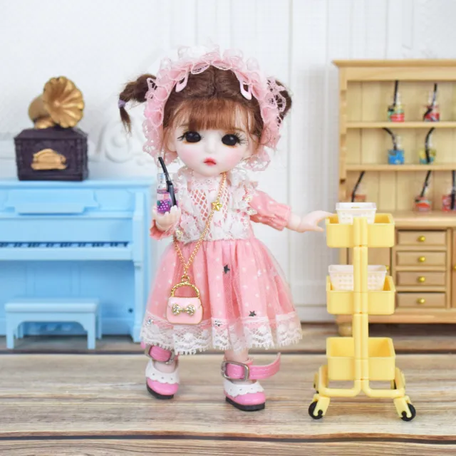 Bambola 1/8 BJD Carino regalo per bambini corpo 6 pollici + occhi + parrucca + scarpe + set completo abito 2