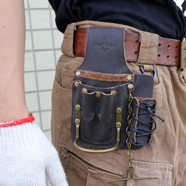 TOURBON Porte-Outils Cuir De Vachette Pour Charpentiers Et Menuisiers - Étui Marteau Avec Boucle Ceinture