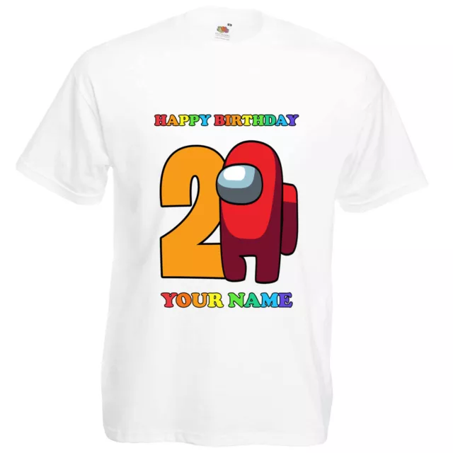 Among Us Personalised Name Age T-shirt Kids Birthdays Gifts Boys Girls