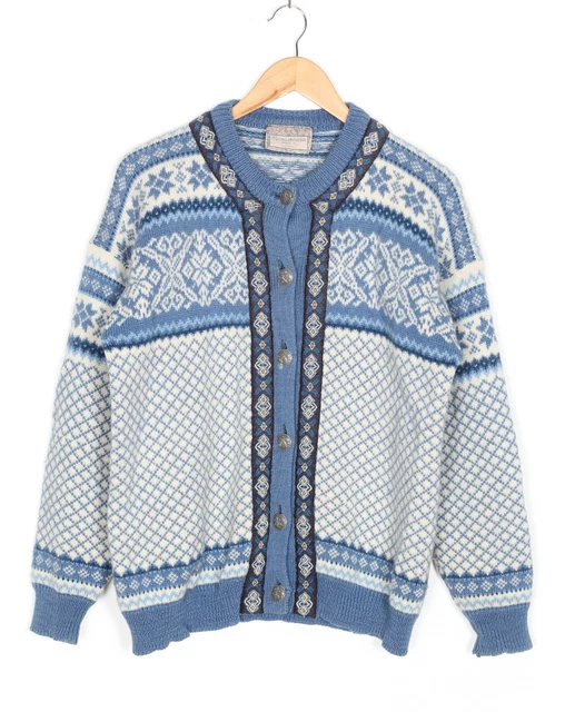 Cardigan Femme Laine Vintage Nordic Norway 2XS - Gris, 100% Laine, Col Rond, Occasion