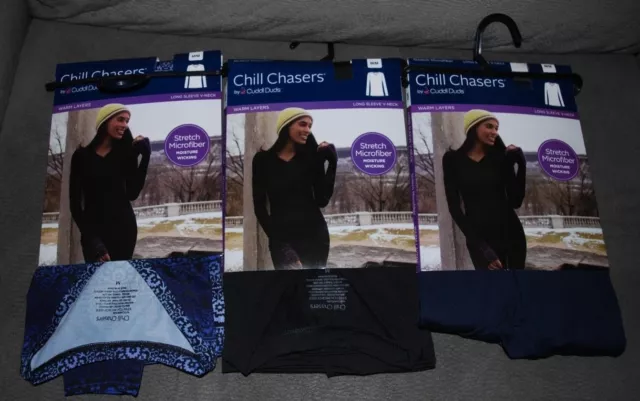 WOMENS CHILL CHASERS Cuddl Duds L-Sleeve Microfiber V-neck Top NEW  variations $21.99 - PicClick