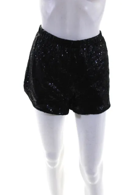 Lovers + Friends Womens Sequined Low Rise Shorts Black Size Medium