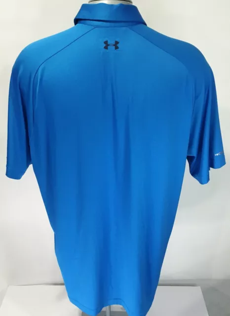 UNDER ARMOUR XL Loose Heatgear Short Sleeve Golf Polo Style Shirt Blue ...