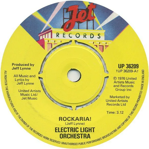 Electric Light Orchestra ‎– Rockaria! - UK 7" Single