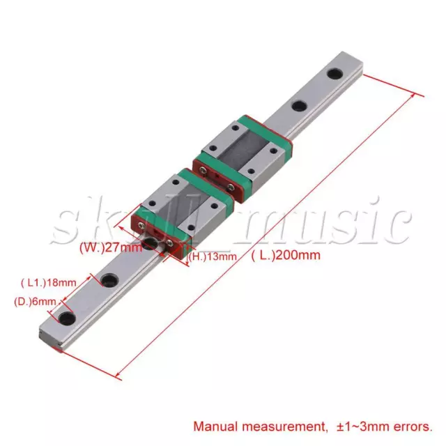 20cm MGN12 Silver Bearing Steel Linear Sliding Guide & 2 Rail Block Set 3