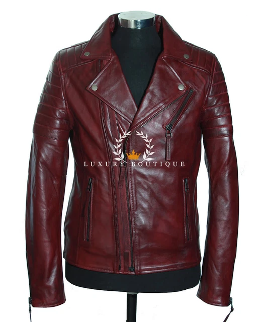 Wolverine Maroon Red Men's Movie Designer Real Quilted Lambskin Leather Jacket