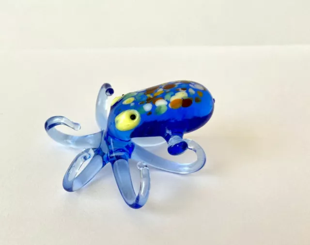 Cobalt Blue Octopus FIGURINE Lampwork Murano Hand BLOWN RUSSIAN made