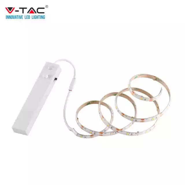 VTAC Strip LED SMD2835 2,4W 1m 30 LED/m 6V a Batteria con Sensore di moviment...