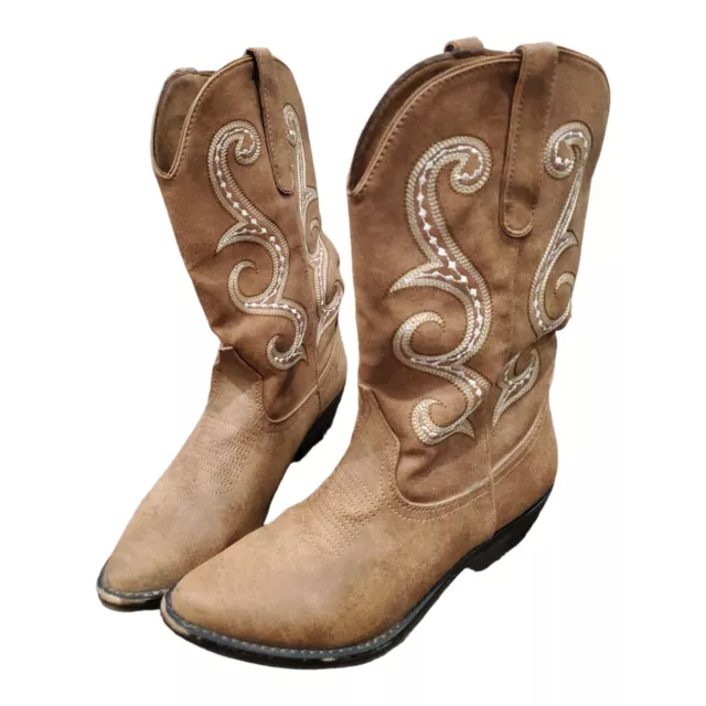 American Rag Womens Dawnn Pointed Toe Mid-Calf Cowboy Boots, Natural, Size 6.5M